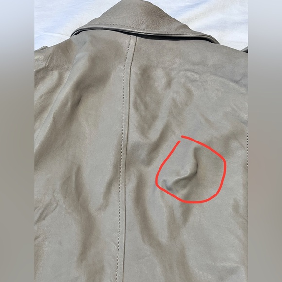 Theory Lamb Leather Moto Jacket light beige/taupe color size Large women’s - Picture 4 of 15